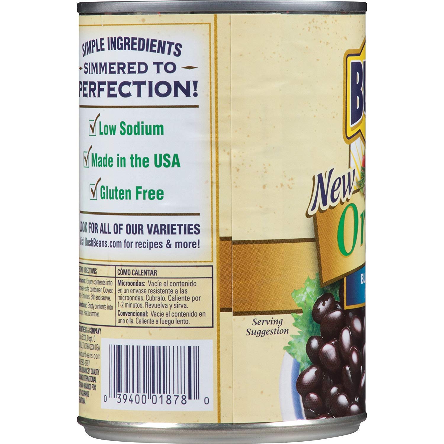 Bushs Best Organic Black Beans, 15 oz (12 cans)