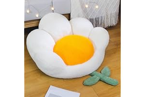 Goodliest Flower Seat Cushion Cute Floor Pillow Thickened Flower Shape Floor Pillows Seating for Adults Floor Cushions for Relax Yoga Meditation White 25.59" x 23.62"