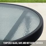 PHI VILLA Folding Side Table, Round Patio Table, Tempered Glass Top view 4