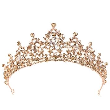 Amazon Com Gold Bridal Crown Crystal Wedding Hair Accessories