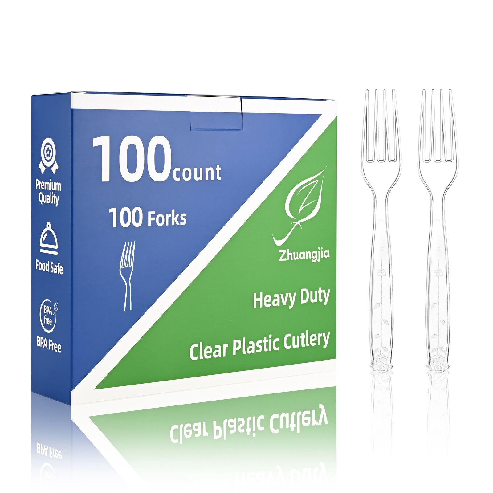 Photo 1 of 100 Count Extra Heavy Duty Clear Plastic Forks Disposable, BPA-Free, Heat Resistant, Durable Disposable Forks Bulk for Catering & Events ?Party Supplies