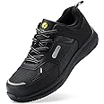 FitVille Extra Wide Steel Toe Shoes for Men Wide Waterproof Leather Composite Toe Work Shoes for Men Slip Resistant