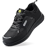 FitVille Extra Wide Steel Toe Shoes for Men, Composite Toe Work Shoes for Men, Water Resistant, Slip Resistant, Leather