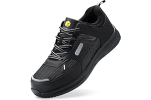 FitVille Men's Extra Wide Safety Work Shoes Protective Composite Toe Shoes Slip Resistant for Food Service All-Day Standing -