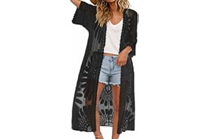 Lace Kimono for Women Sheer Beach Coverups Long Bathing Suit Cover up Summer Cardigans