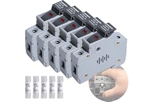 shengbowi Solar/Photovoltaic Fuse Holder PV DC1000V 15A 35mm DIN Rail Mounting Cylindrical Base Single Mount Solar Photovoltaic Fuses Link System Protection