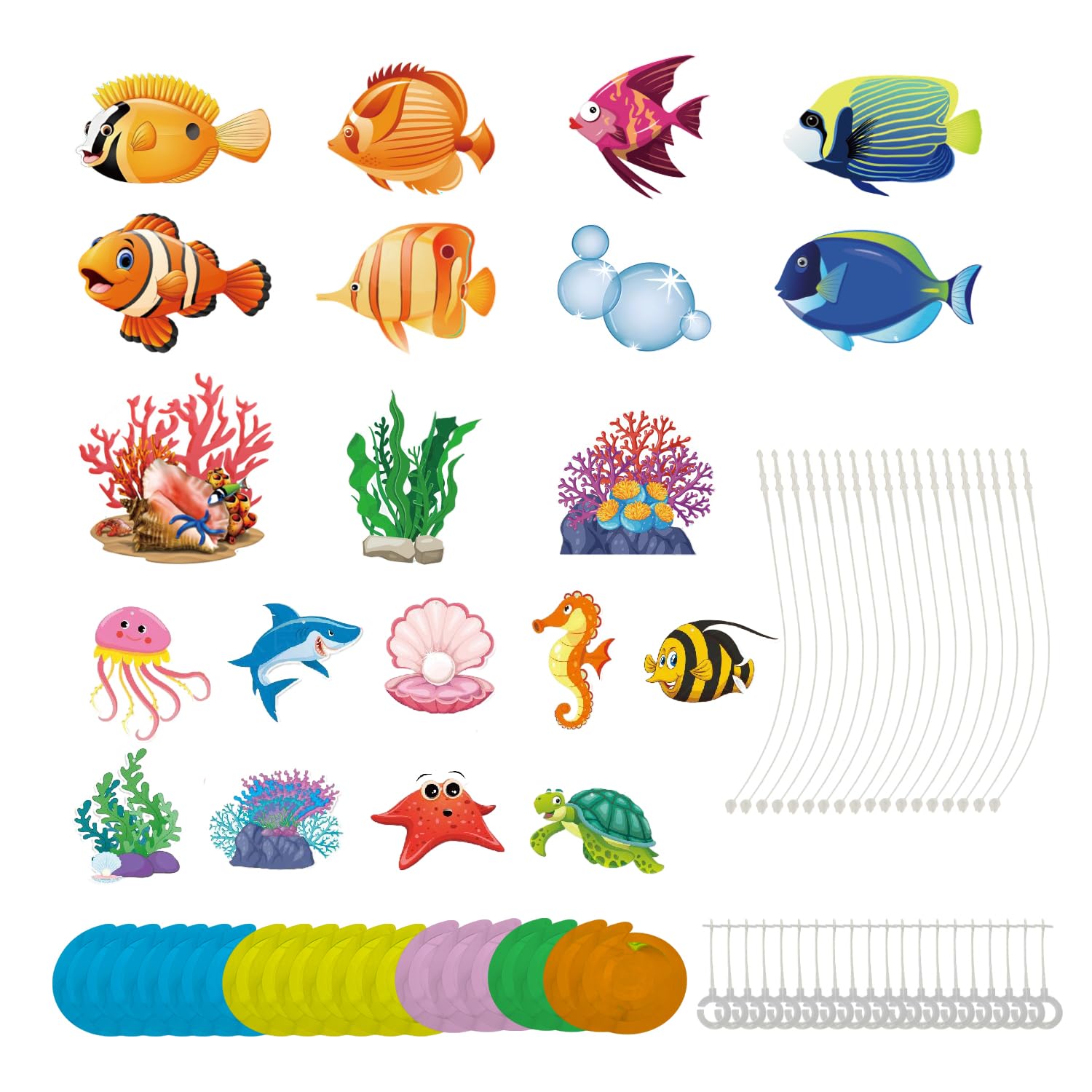 31pcs Tropical Fish Decorations, Sea Life Decorative Fish, Tropical Fish Honeycomb Decoupage, Colorful Decoupage, Hanging Decorations, Beach Theme Party Supplies