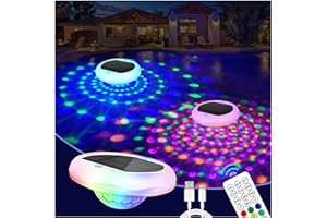 TEPENAR 2-in-1 Solar and Rechargeable Floating Pool Lights: 6.7" Pool Lights That Float 6 Dynamic Modes with Remote IP68 Waterproof Hang RGB Upper and Lower Bathtub Light for Garden Pond 1 Pack