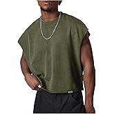 GORGLITTER Men's Dolman Sleeve Crop Vest Top T Shirts Crewneck Loose Pullover Tank Tops