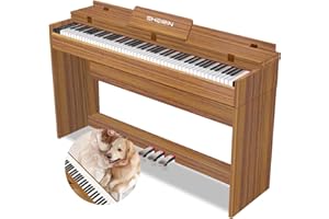 SHEIRIN digital piano keyboard 88 keys electric weighted piano beginner MIDI cover full size sustain pedal hammer action stand real professional SR-FH80 (Orange full cover)