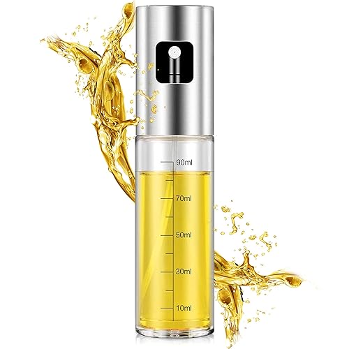 PORTENTUM Premium Oil Sprayer for Kitchen and Air Fryer 100ml Spray for Kitchen Leakproof Glass Oil with Dispenser Accessories for Deep Fryer No Oil