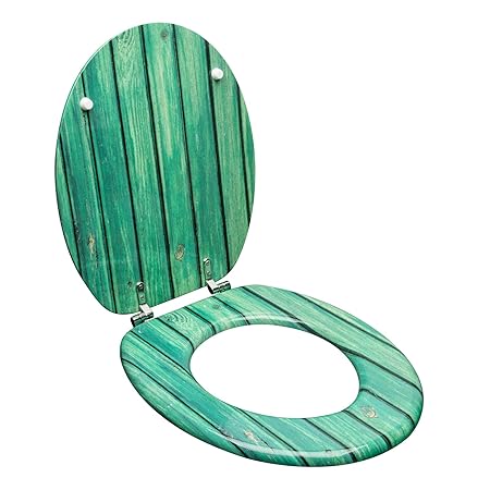 eSituro STS0081 WC Sitz Toilettensitz Toilettendeckel Klodeckel Klobrille aus Zink verchromt Scharniere MDF Holz