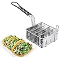 Sonhomay Taco Fryer Basket, Taco Shell Fryer, 4 Shells Deep Fryer Taco Holders with Detachable Handle, Taco Shell Maker for Baking Fryer Air Frying Kitchen Cooking Tools