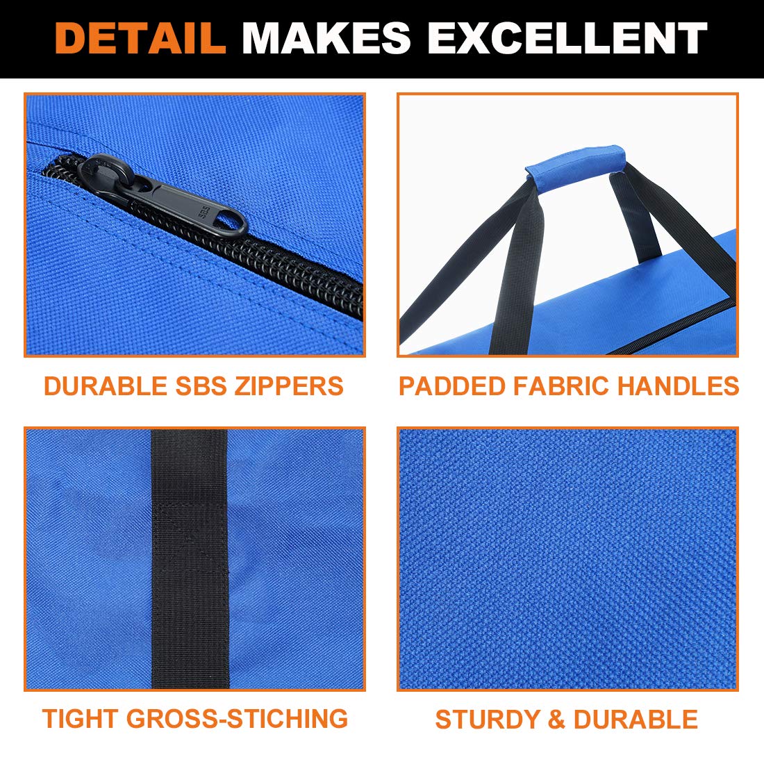 Sports Duffle Bag - Extra Large Travel Duffel Luggage Bag with Upgrade Zipper, Sturdy & Water Resistant, Black (Blue 45inch)