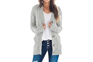 PRETTYGARDEN Women's Open Front Cardigan Sweaters Spring Fashion Button Down Cable Knit Chunky Fall Clothing Outerwear Coats