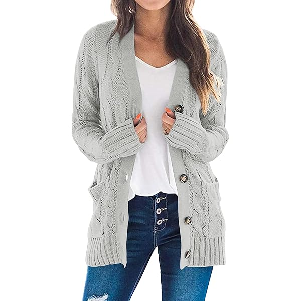 Women Cable Knit Cardigan YACUN Women's Cable Knit Cardigan - Long