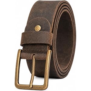 GIDEL Men’s Full Grain Leather Belt – Handmade, One-Piece Leather, 1.5” Wide For Jeans & Business Casual, Gift Pouch Includes