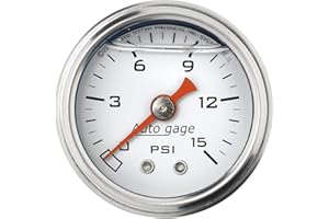 Auto Meter 2175 Auto Gage White 1-1/2" 0-15 PSI Mechanical Fuel Pressure Gauge