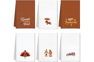Geyoga 6 Pcs Thanksgiving Hand Towels Cotton Embroidery Bathroom Towels Decor Pumpkin Kitchen Hello Fall Gnome Dish Thanksgiving Day Turkey Tea for Home(Dull Colors,Turkey)