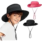 Durio 2-Pack Kids Sun Hat - UPF 50+ Wide Brim Sun Protection Bucket Hat for Boys Girls, Breathable Adjustable Outdoor Hats
