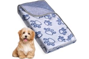 PISPETS Pet Blanket for Dogs and Cats - 32 * 24 Inch Soft Cozy Blanket with Lovely Paw Prints Fit for Sofa Bed and Floor (Blue)