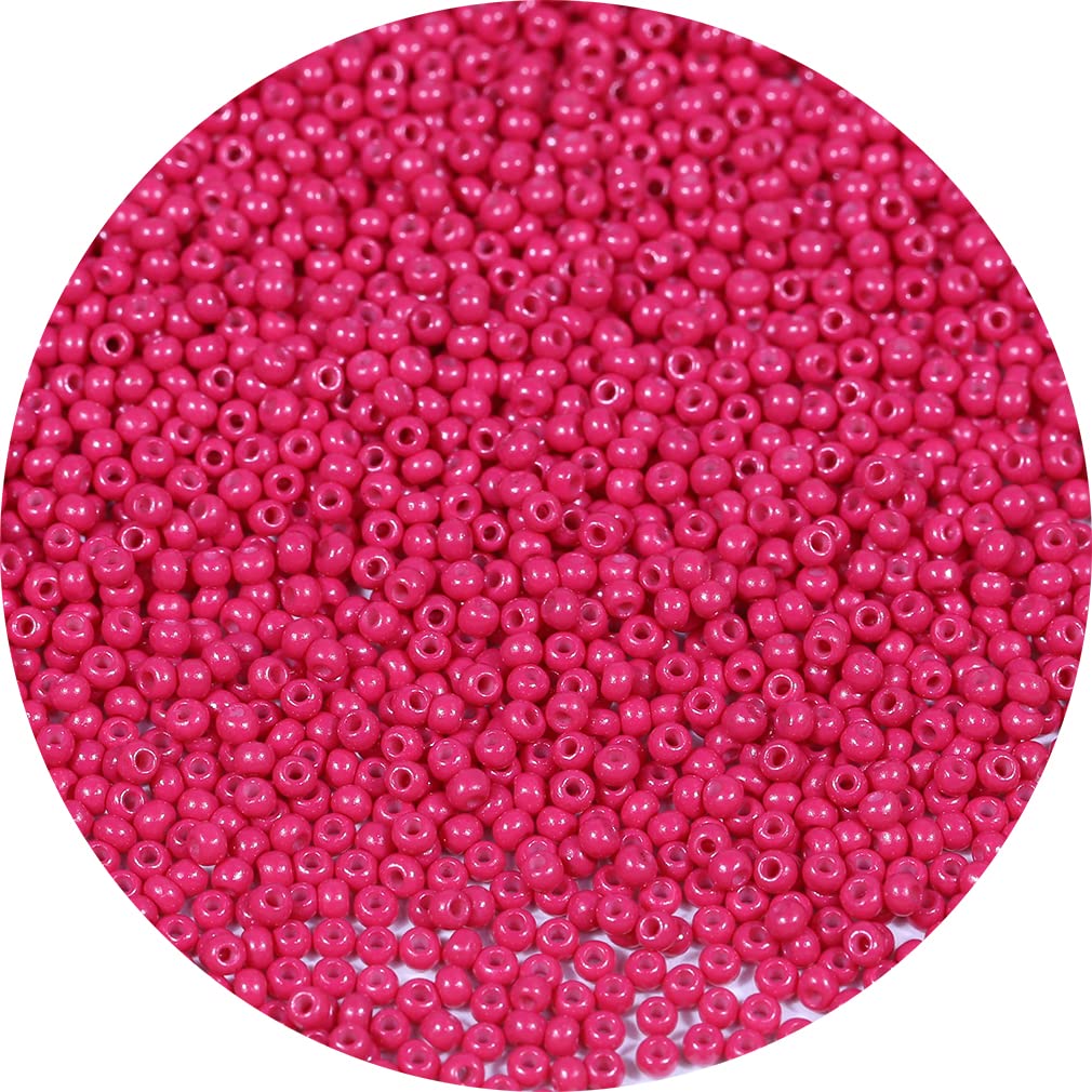 Bala&Fillic Size 2mm Rose Color Seed Beads 9000+pcs/100 Grams, 12/0 Round Glass Craft Beads for Making Jewelry Earring Bracelets Necklace