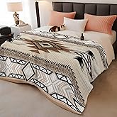 Striped Blanket Aztec Retro Brown Ethnic Style Fleece Throw Blanket 60x80in,Abstract Geometric Soft Cozy Flannel Lightweight Blankets for Couch Bed Sofa