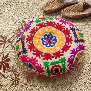 LIRUI Redonda Bohemio Cojín De Suelo De Almohada, Indio Hecho A Mano