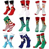 Jansun 9 Pairs Christmas Socks for Men Women Funny Novelty Cute Xmas Holiday Crew Socks Santa Socks Unisex Crew Cotton Sock Stocking Stuffers Funny Xmas Gifts