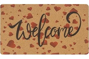 HINYBOEH Valentine's Day-Welcome-Doormat for Spring-Outdoor - Red-Heart-Love Coir-Front-Door-Mat with Non-Slip for Wdding Home Decor(30 * 17inch)