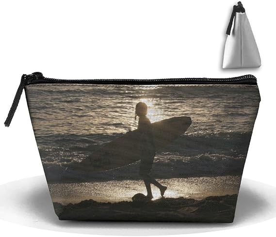 Amazon Co Jp Ermico ポーチ 化粧ポーチ メイクポーチ サーファーのシルエット 台形ポーチ 小物入れ マチ幅広め ポーチ 携帯 収納 アクセサリー入れ レディース 服 ファッション小物