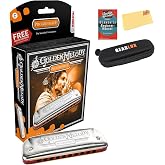 Hohner Golden Melody Harmonica - Key of C Bundle with Zip Case, Instructional Manual, and Austin Bazaar Polishing Cloth