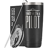 Onebttl Pilot Gifts for Men, Aviation Gifts for Aviator, 20oz Stainless Steel Insulated Tumbler with Lid, Laser Logo, Trust Me I'm A Pilot