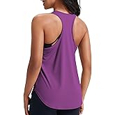 JOYSPELS Workout Tank Tops for Women, Ice Silk Quick Dry Athletic Running Shirts, Loose Fit Racerback Gym Tops