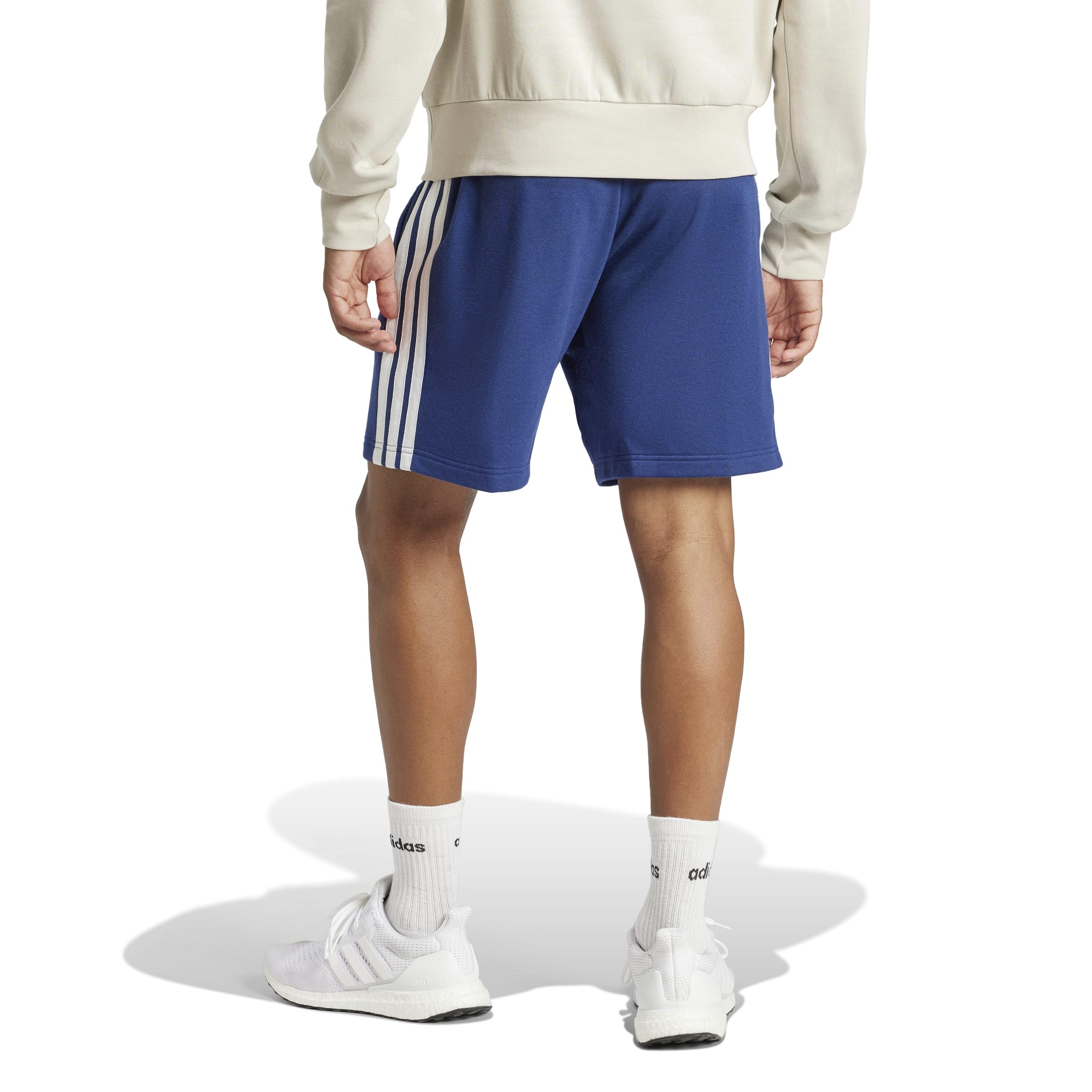 adidas Herren Essential Three Stripes French Terry Short Shorts, Dark Blue/White, S 2