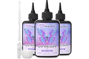 HeyClear 300g UV Resin kit with Casting Tools -Super Clear, Hard, Low Odor, Premixed UV Epoxy Fast Curing for Beginners Jewelry Making, DIY Crafts, Coating and Resina Art