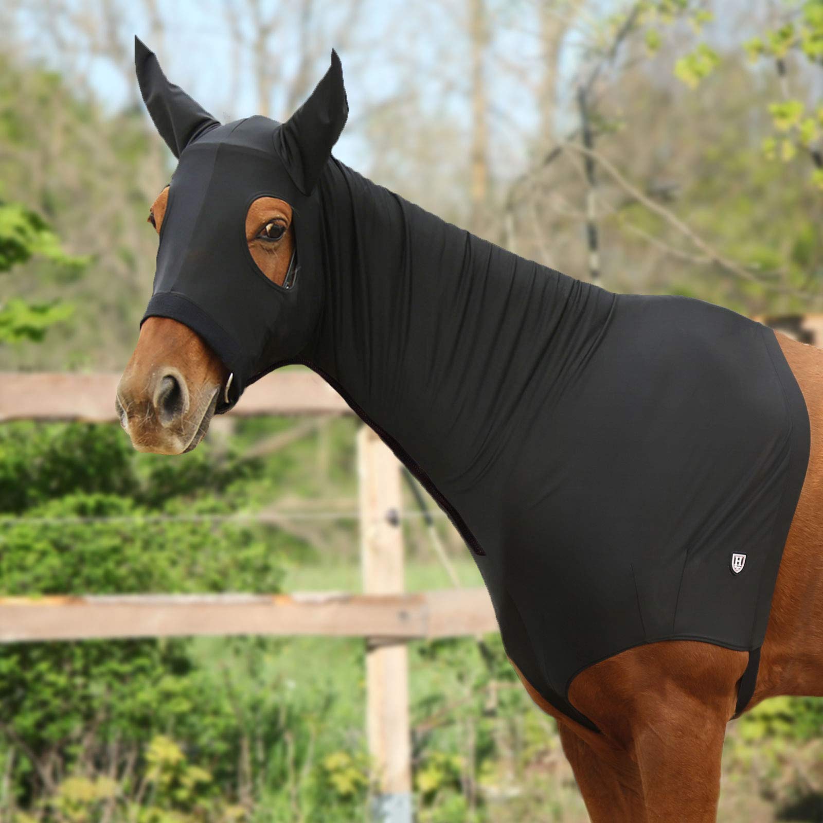 Harrison Howard Soft Fleece Trim Stretchy All-Covered Comfortable Horse Head Hood with Zipper Black Large L