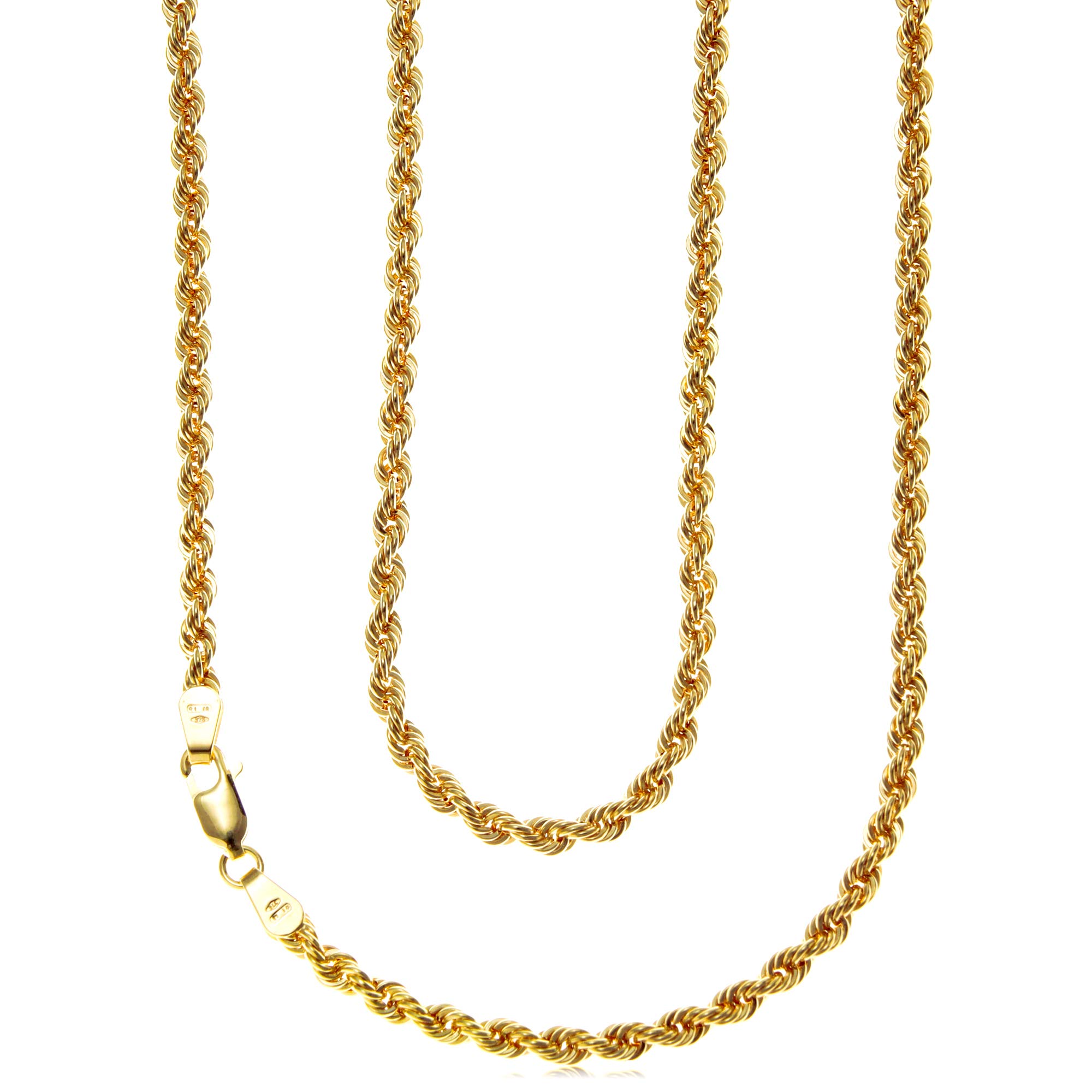 Alexander Castle 18" Solid 9ct Gold Chain Rope Chain Necklace - 3mm - Yellow Gold Necklace for Women with Jewellery Gift Box
