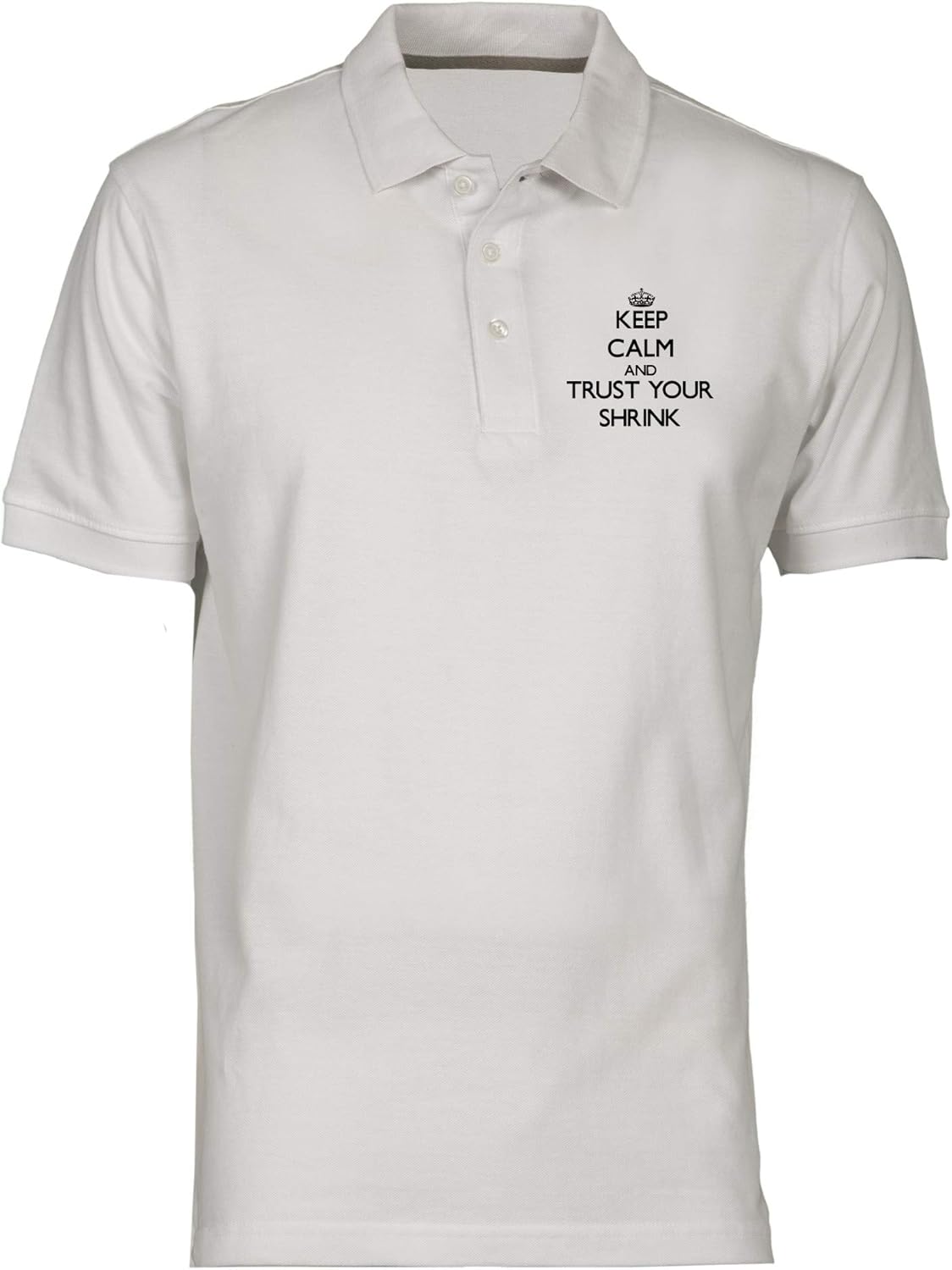 WTC0193 Keep Calm and Trust Your Shrink Men's Polo Shirt White Amazon