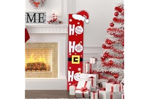 HOMCDALY Christmas Welcome Sign for Front Porch, Wooden Santa HO HO HO Welcome Sign for Front Door, Outdoor Welcome Christmas Sign, Christmas Porch Décor, Farmhouse Christmas Decorations(47in)