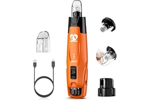 Casfuy New 6-Speed Dog Nail Grinder - 50% More Power Dog Nail Trimmers with 2 LED Lights Quiet 7h Running Time Electric Pet Nail Grinder File Toenail Grinder for Large Medium Small Dogs & Cats (OR)