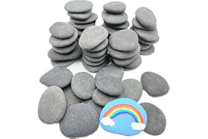 Lifetop 50 PCS Rocks Bulk for Painting, 2"-3" Natural River DIY Flat & Smooth Kindness Stones for Crafts, Decoration, Medium Rocks for Painting,Hand Picked