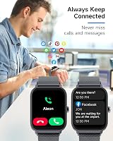 TOOBUR Smart Watch Men Women Alexa Call IP68 Waterproof 1.8" Heart Rate iOS view 6