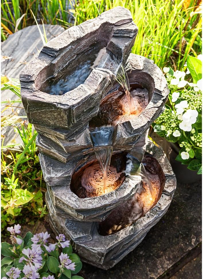 Dehner Polyresin Stone Effect Fountain With Leds Approx 77 5 X 46 X 36 Cm 16 Kg Amazon Co Uk Garden Outdoors