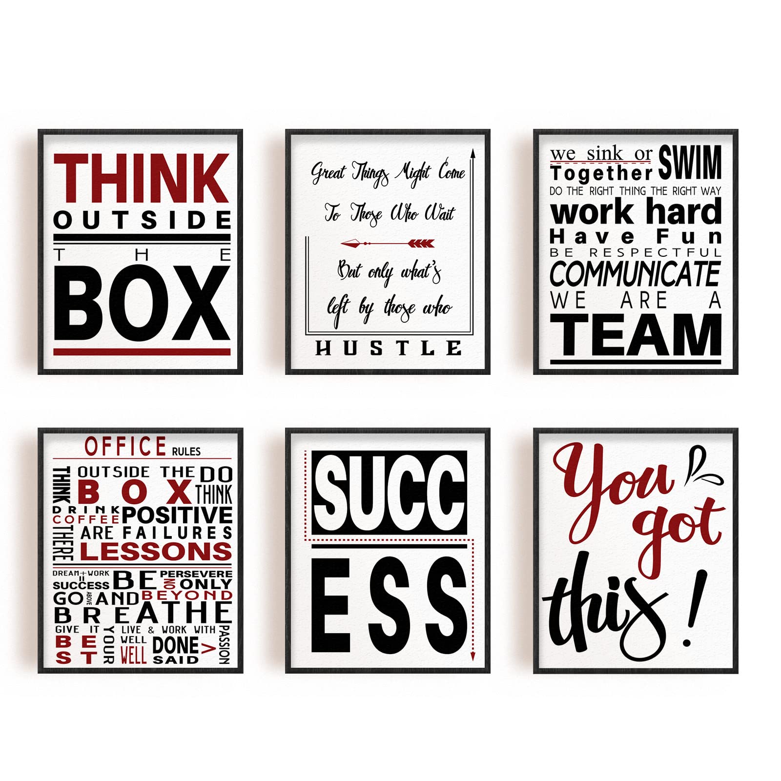 SUPERDANT Office Rules Canvas Prints Success You Got This Canvas Art Success Poster Print Office Inspirational Painting Decorative Wall Art Pictures 6 PCS for Office Wall Decor 25x20cm