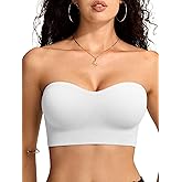 Vertvie Strapless Bras for Women Non-Slip Push Up Wireless Bandeau Bra Seamless Comfort Tube Top Supportive Padded Bralette
