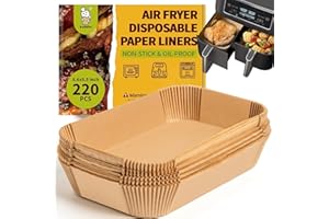 Katbite 220PCS Rectangle Air Fryer Liners, 8.6x5.5'' Air Fryer Liners Disposable for Ninja Dual Air Fryer, Oil-Proof Air Frye