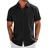 COOFANDY Hawaiian Shirt for Men Short Sleeve Button Down Casual Summer Tropical Beach Black