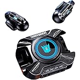 Transformers TF-T93 Ear-Clip True Wireless Bluetooth 6.0 Earbuds with Mic, Zinc Alloy Armor Case, Low Latency Game/Music Modes, Hi-Fi 12mm Drivers, Secure Fit Sports Earphones (Megatron Black)