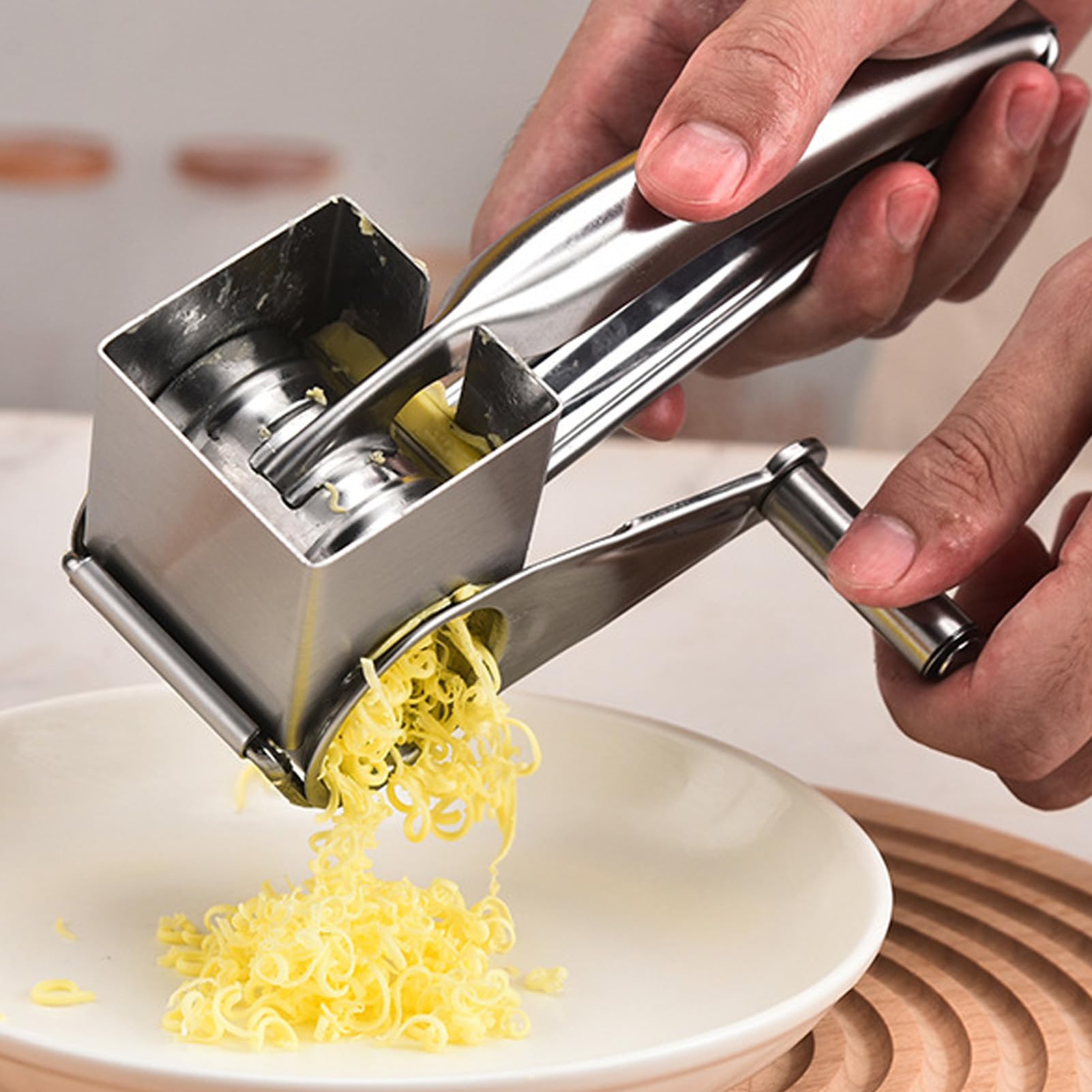 Cheese Grater,Rotary Cheese Grater Manual Handheld Mechanical with 1 Drum Blades Kitchen Rotary Slice Shredder Tool for Soft Garlic Soft Vegetable Chocolate